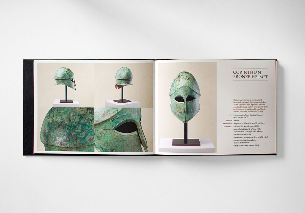 creative catalogue design by luxury design agency so creative for Greek antiquities gallery in Mayfair, London