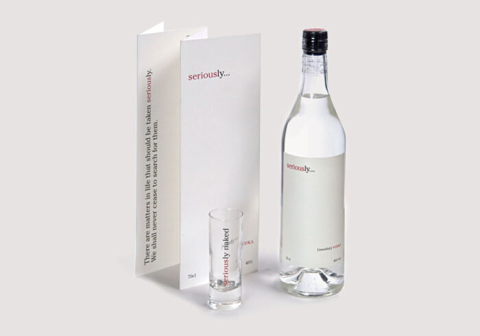 Minimalist packaging design for a premium brand of Swedish vodka
