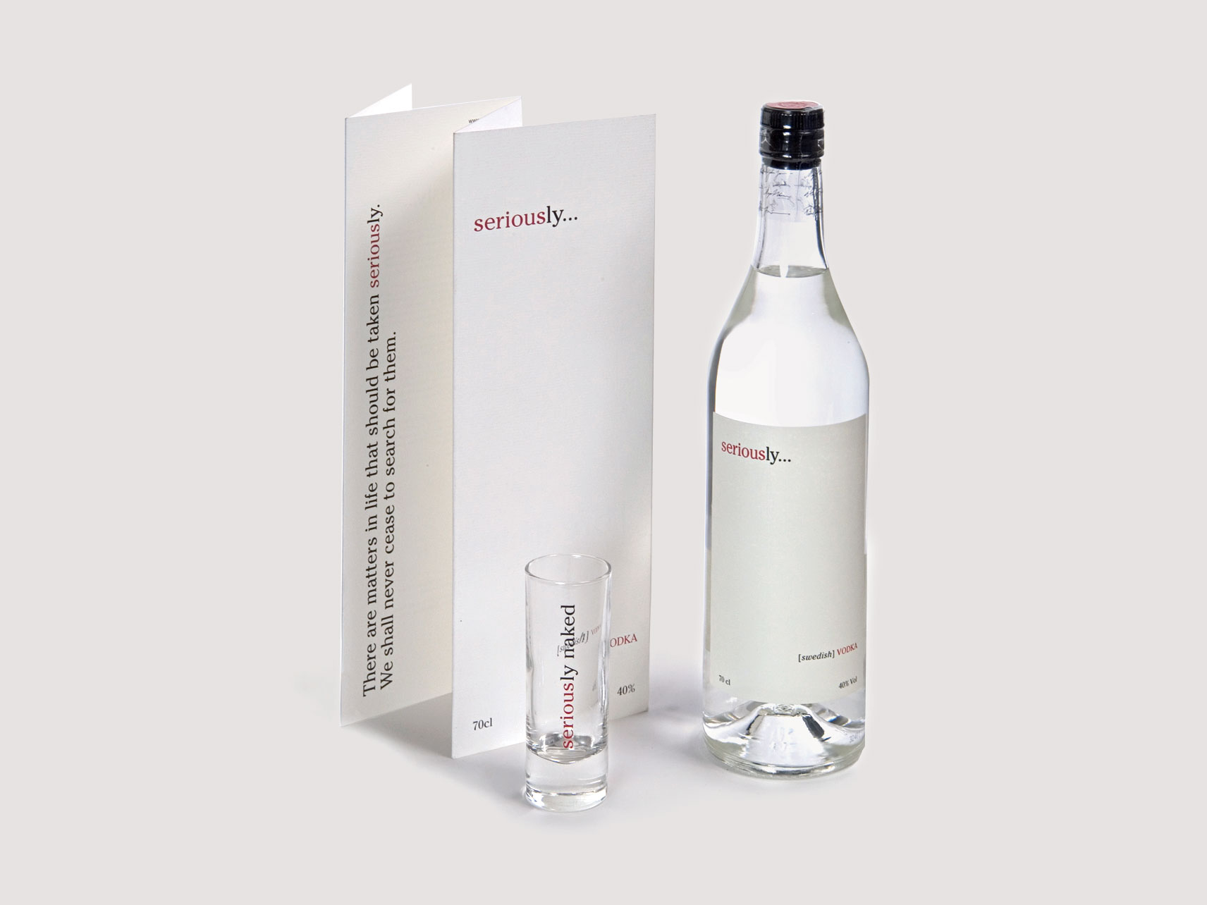 Minimalist packaging design for a premium brand of Swedish vodka